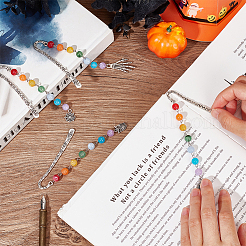 8Pcs 4 Style Tibetan Style Alloy Pendant Bookmarks for Halloween's Day&nbsp;AJEW-FG0002-69