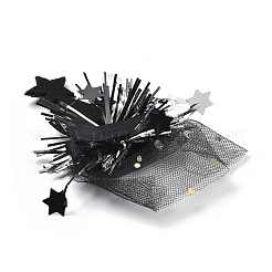 新年パーティー用アイロンヘアクリップ  メッシュ  ペットと金の玉ねぎの布のヘアアクセサリー  スター  105x65x17mm&nbsp;LS-OHAR-R102-01P
