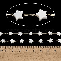 手作りの304ステンレススチールシェルスターリンクチェーン  長持ちメッキ  ハンダ付け  スプールで  イオンプレーティング（ip）  18KGP本金メッキ  6.5x6.5x3mm&nbsp;CHS-B011-01B-G