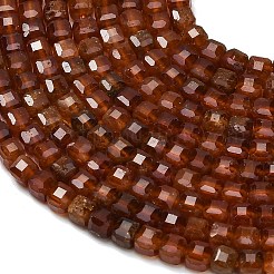 ナチュラルオレンジガーネットビーズ連売り  ファセットテーブルカットキューブビーズ  3x3x3mm  穴：0.6mm  約132個/連  15.35インチ（39cm）&nbsp;G-C262-C09-3mm