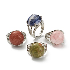 Adjustable Natural & Synthetic Gemstone Finger Rings&nbsp;RJEW-F075-01