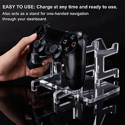 組み立てられたアクリルゲームパッドコントローラーディスプレイスタンド  透明  完成品：19.8x8.9x10cm&nbsp;ODIS-WH0001-27
