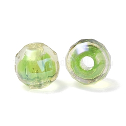 UVメッキ透明アクリルヨーロピアンビーズ  大穴ビーズ  ラウンド  芝生の緑  13.5x13mm  穴：4mm&nbsp;OACR-F004-03B