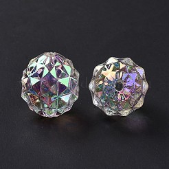 透明UVメッキレインボー虹色アクリルビーズ  ABカラー  ラウンド  クリアAB  21.8x19mm  穴：2.7mm&nbsp;X-OACR-C013-11