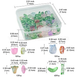 透明ガラスビーズ  チューリップの花/葉  ミックスカラー  6.5~12x9~14x4.5~7mm  穴：1~1.2mm  90個/箱&nbsp;GLAA-FS0001-79