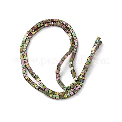 電気メッキされた天然溶岩岩ビーズ連売り  キューブ  虹メッキ  2x2x2mm  穴：1mm  約179個/連  16.14''（41センチメートル）&nbsp;G-A256-B01-01I