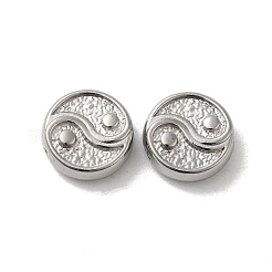 変色しない304ステンレススチールビーズ  フラットラウンドい陰陽  ステンレス鋼色  12x4.5mm  穴：1.4mm&nbsp;STAS-I203-17P