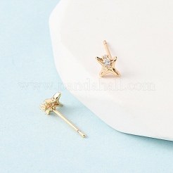 真鍮製マイクロパヴェクリアキュービックジルコニアスタースタッドピアス  18KGP本金メッキ  7x6mm&nbsp;EJEW-L278-02G