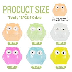 18Pcs 6 Colors Luminous Resin Owl Display Ornaments&nbsp;DJEW-TAD0001-02