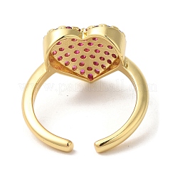 Heart Brass Micro Pave Cubic Zirconia Open Cuff Rings&nbsp;RJEW-U008-46G