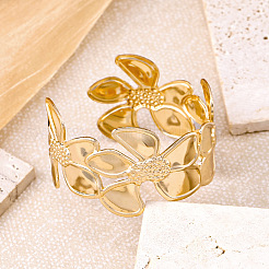 女性用アイアンフラワーカフバングル  ライトゴールド  内径：2.17インチ（5.5cm）&nbsp;WG8904A-01