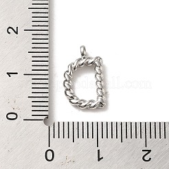 変色しない304ステンレススチールチャーム  文字dのチャーム  ステンレス鋼色  14x9x2mm  穴：2mm&nbsp;LS-STAS-L022-232A-P