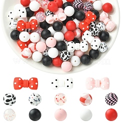 33Pcs 5 Styles Silicone Focal Beads&nbsp;SIL-YW0002-58
