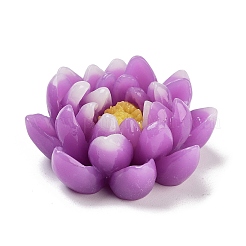 ツートンカラーの不透明樹脂デコデンカボション  3d 蓮の花  パープル  36x37x15mm&nbsp;RESI-K042-01A