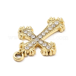 合金ラインストーンペンダント  UVメッキ  クロス  ゴールドカラー  26.5x17.5x2mm  穴：1.8mm&nbsp;FIND-U026-26G