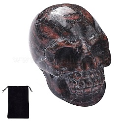 ハロウィンの天然宝石の家の装飾  ベルベットバッグ付き  スカル  38~38.5x32~32.5x49~50mm  1個/袋&nbsp;DJEW-SC0001-03E