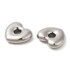 変色しない304ステンレススチールビーズ  ハート  ステンレス鋼色  11.5x13x3.5mm  穴：3mm&nbsp;STAS-D084-15P