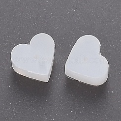 シリコン製ピアスキャッチ  ピアスバックキャッチ  ハート  ホワイト  5.2x5.7x3.5mm  穴：0.5mm&nbsp;RESI-N028-01B