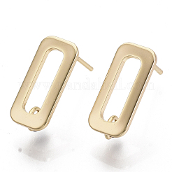 真鍮製スタッドピアスパーツ  カン付き  ニッケルフリー  18KGP本金メッキ  15.5x7mm  穴：2.5mm  ピン：0.8mm&nbsp;KK-T056-10G-NF