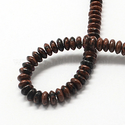 ロンデル天然マホガニーオブシディアンビーズ連売り  6~7x3~4mm  穴：1mm  約140個/連  15.7インチ&nbsp;X-G-Q447-03