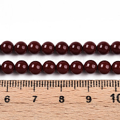 ベーキングペイントパール化ガラスパールビーズ連売り  ラウンド  暗赤色  5mm  穴：0.6mm  約79~80個/連  15.94~16.14インチ（40.5~41cm）&nbsp;HY-N002-5mm-D01