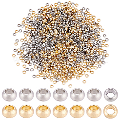 800個2色304ステンレススチールスペーサービーズ  ロンデル  ゴールデン·ステンレス鋼色  1.5x0.8mm  穴：0.8mm  400個/カラー&nbsp;STAS-BBC0009-75A