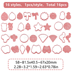 16個 2スタイル PP サマービーチテーマ プラスチッククッキーカッター  ベーキングツール  混合図形  39~81.5x40.5~67x11~20mm  8個/スタイル&nbsp;DIY-HY0002-80