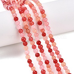 染め加工天然石ホワイトジェイドビーズ連売り  ツートン  ラウンド  レッド  4.5x4~4.5mm  穴：0.8mm  約90~91個/連  14.76~14.92''（37.5~37.9センチメートル）&nbsp;G-T140-4mm-A12