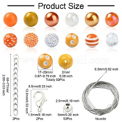 DIY フーセンガム風ブレスレットペンダント装飾作成キット  アクリルビーズや鉄ビーズなど  合金クラスプ  エンドチェーン  ワイヤー  ダークオレンジ  17~20x19~20mm  穴：2mm&nbsp;MACR-CJC0010-01A