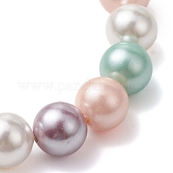 8mm Round Polished Shell Pearl Beaded Stretch Kids Bracelets for Girls&nbsp;BJEW-JB10878-02