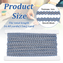 編組ポリエステルレーストリム  服飾材料  スチールブルー  3/8インチ（10mm）  約16.40ヤード（15m）/カード&nbsp;OCOR-WH0079-23C
