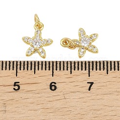 真鍮マイクロパヴェクリアキュービックジルコニアチャーム  ゴールドカラー  花のチャーム  10.5x8.5x3mm  穴：2.5mm&nbsp;KK-D218-23G-03