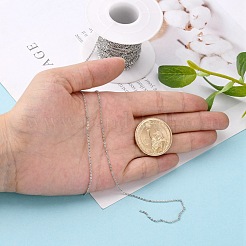 真鍮製アズキチェーン  ハンダ付け  長持ちメッキ  フラットオーバル  鉛フリー＆ニッケルフリー＆カドミウムフリー  プラチナ  1.5mm  リンク：2x1.5mm&nbsp;CHC-K004-02P