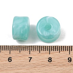 2色の不透明アクリル製天然石風ビーズ  コラム  淡いターコイズ  12x8mm  穴：3mm  約526個/500g&nbsp;AC-CBA3EFE-02B