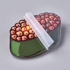 アクリルバッジブローチピン  かわいいラペルピン  衣料品バッグジャケットアクセサリーDIY工芸品  寿司  ライトサーモン  37x51x7.5mm  ピン：0.8mm&nbsp;JEWB-E676-34