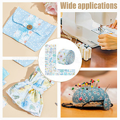 花柄コットン生地  DIYクラフト製作用品  長方形  ブルー  100x6.5x0.01cm  40個/セット&nbsp;DIY-WH0588-11B