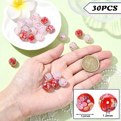 手作りランプワークビーズ  花の丸  ミックスカラー  12mm  穴：1.8mm&nbsp;LAMP-SZ0001-43B-01