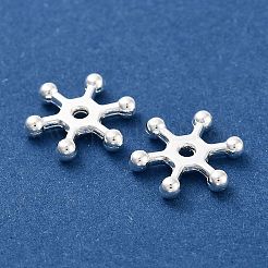 チベット風合金スペーサービーズ  カドミウムフリー＆ニッケルフリー＆鉛フリー  スノーフレーク  銀  12x10.5x2mm  穴：1.5mm  約2400個/1000g&nbsp;TIBEB-A10599-S-NR
