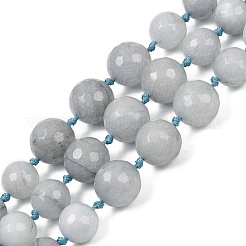 天然石ホワイトジェイドビーズ連売り  多面カット  染め  ラウンド  ライトグレー  8~14mm  穴：1~1.4mm  約48個/連  20.51''~20.87''（52.1~53センチメートル）&nbsp;G-Z105-A01-01B