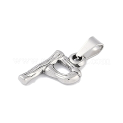 変色しない304ステンレススチールペンダント  竹風  ステンレス鋼色  文字.p  19x10x3mm  穴：3x7mm&nbsp;STAS-F235-01P-P