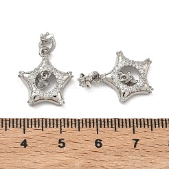 Brass Micro Pave Clear Cubic Zirconia Pendants&nbsp;KK-D228-26P