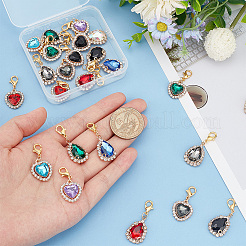 24pcs 2 Style Brass Cubic Zirconia & Alloy Rhinestone Pendant Decorations&nbsp;HJEW-PH0001-72