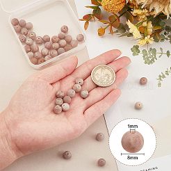 1連売りラウンド天然サンストーンビーズ連売り  8mm  穴：1mm  約47個/連  15.0インチ&nbsp;G-OC0002-81