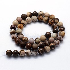 天然石ゼブラジャスパービーズ連売り  ラウンド  6mm  穴：0.8mm  約63個/連  14.76インチ（37.5cm）&nbsp;X-G-I199-10-6mm