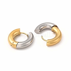 女性用ツートンカラー 304 ステンレススチール ハギーフープピアス  ゴールデン·ステンレス鋼色  18.5x20x5mm  ピン：1mm&nbsp;EJEW-C011-07D