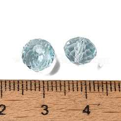 ガラス k9 ガラス  模造オーストリアクリスタルビーズ  多面カット  ロンデル  ライトスカイブルー  8x6mm  穴：1mm&nbsp;GLAA-H024-09A-02
