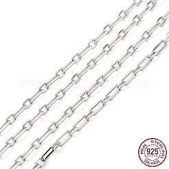 変色防止ロジウムメッキ 925スターリングシルバーフィガロチェーン  ハンダ付け  プラチナ  リンク：5x2.5x0.5mmと3x2.5x0.5mm&nbsp;STER-F052-12P