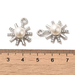 ラインストーン ペンダント付き合金  ABSの模造パールと  太陽のチャーム  プラチナ  22.5x17x9mm  穴：2.2mm&nbsp;FIND-B032-20P