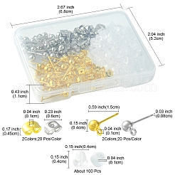 40Pcs 2 Color Iron Ball Stud Earring Post&nbsp;IFIN-FS0001-25