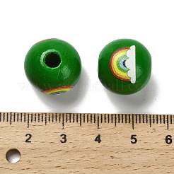 St. Patrick's Day Series Printed Schima Wood European Beads&nbsp;WOOD-V002-01I